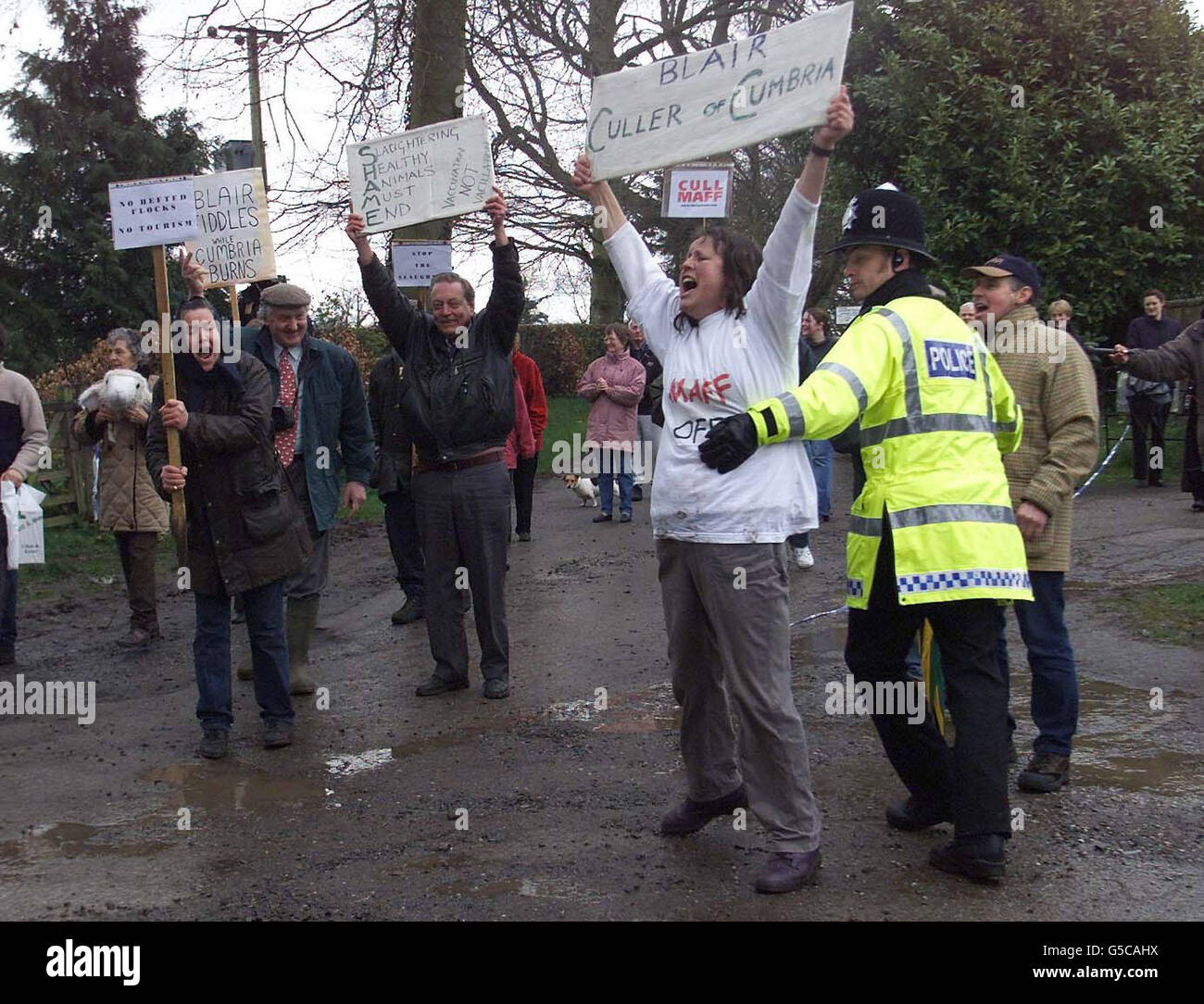Angry scenes as people protest at the government's slaughter policy at ...