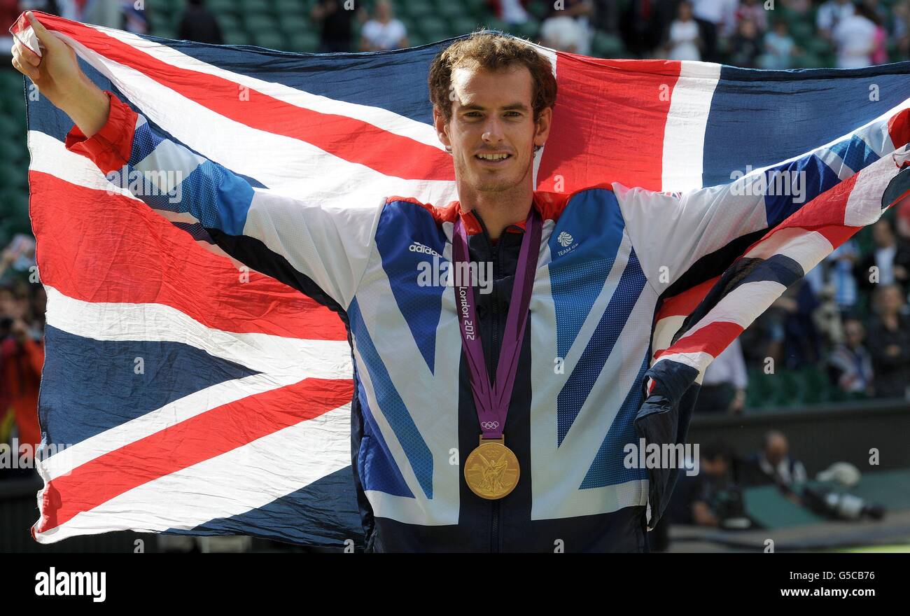Great Britain's Andy Murray with his Olympic Gold Medal after winning