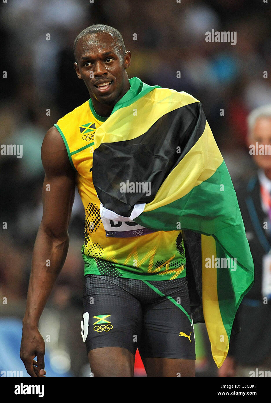 Jamaicas usain bolt after winning mens 100m final olympic stadium hi