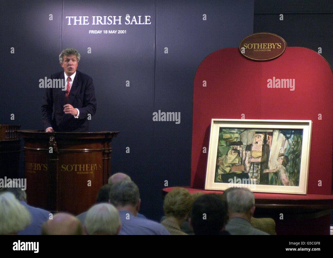 Sick Tinker Child, a painting by Louis Le Brocque, failed to sell in the Irish Sale at Sotheby's, London. Stock Photo