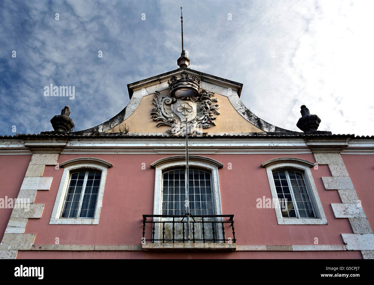 Occupying the former palace coach house is the actual Town Hall of the city of Oeiras, Portugal Stock Photo