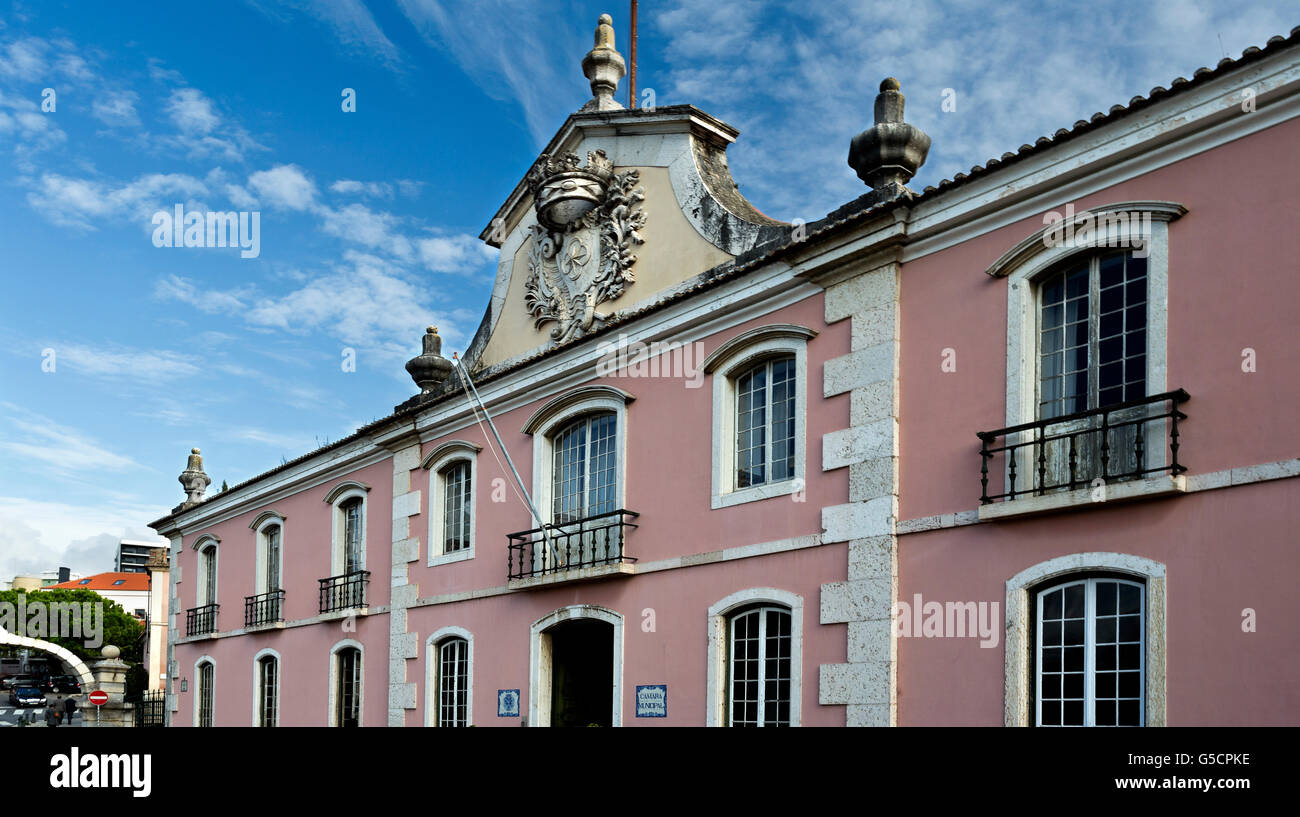 Occupying the former palace coach house is the actual Town Hall of the city of Oeiras, Portugal Stock Photo