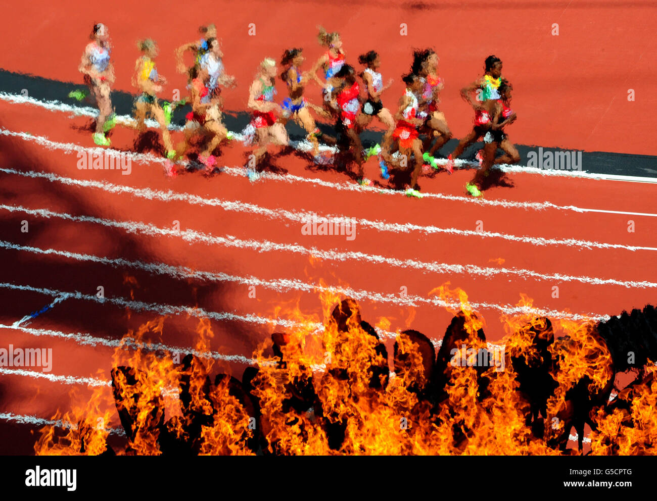 A general picture of athletes competing in the womens 1500m hires