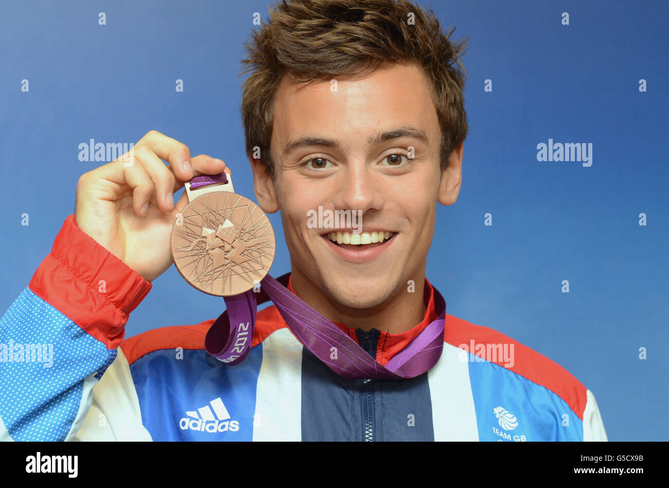 London Olympic Games Day 16. Tom Daley poses with his bronze medal