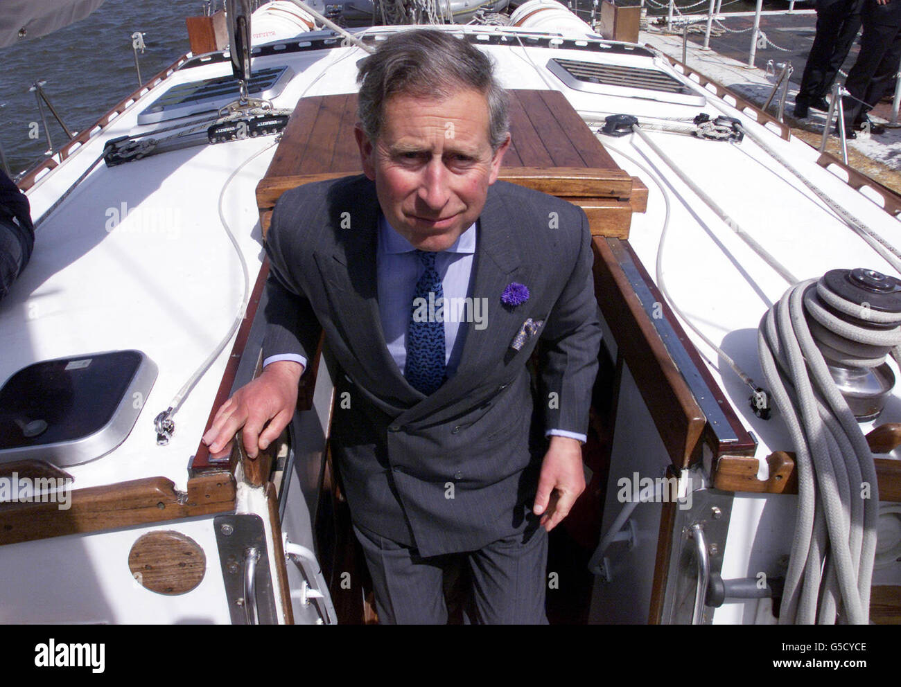 The Prince of Wales walks around the ketch as he launches the British ...