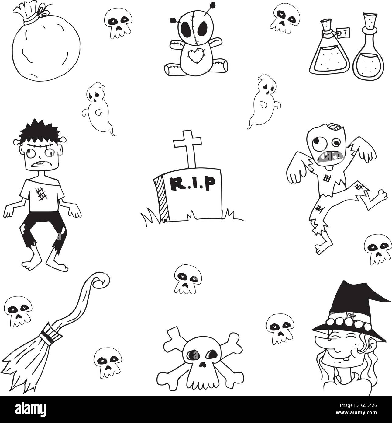 Collection Halloween doodle vector art Stock Vector Image & Art - Alamy