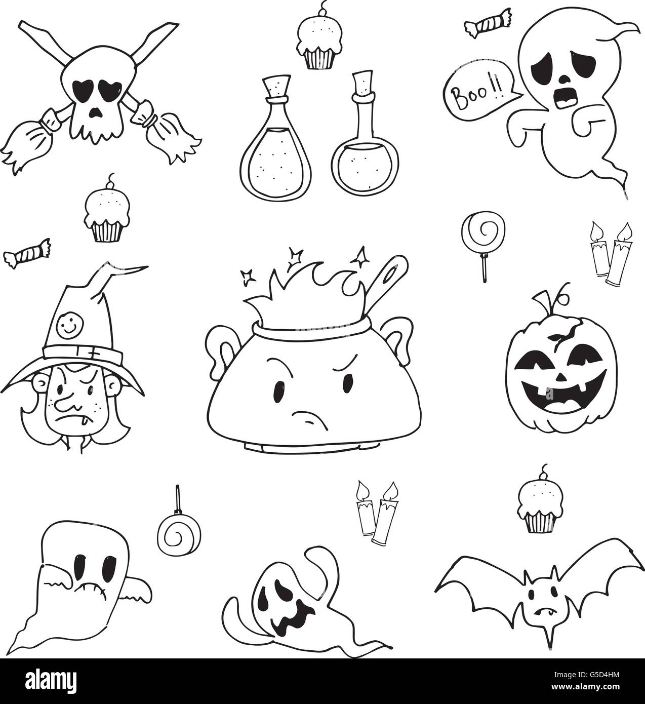 Hand draw Halloween in doodle vector Stock Vector Image & Art - Alamy