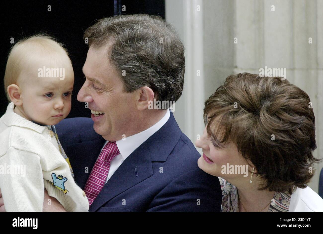Politics family shot baby smiling tony blair hi-res stock photography