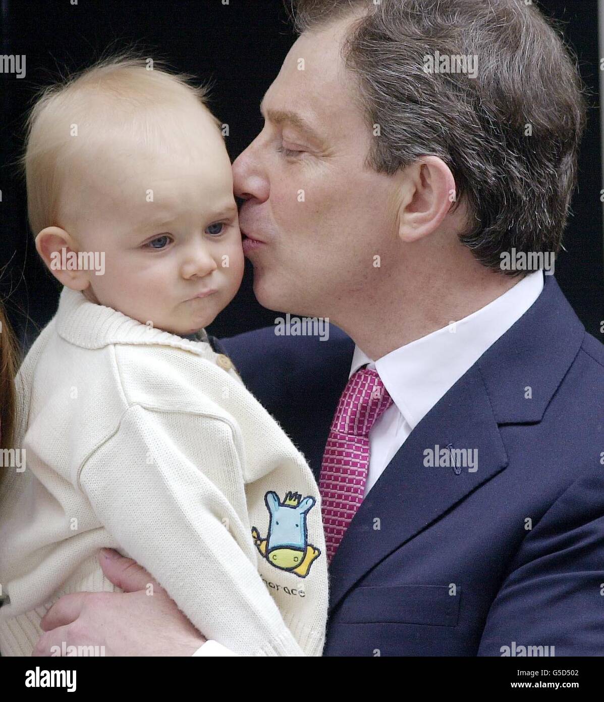 Politics family shot baby smiling tony blair hi-res stock photography