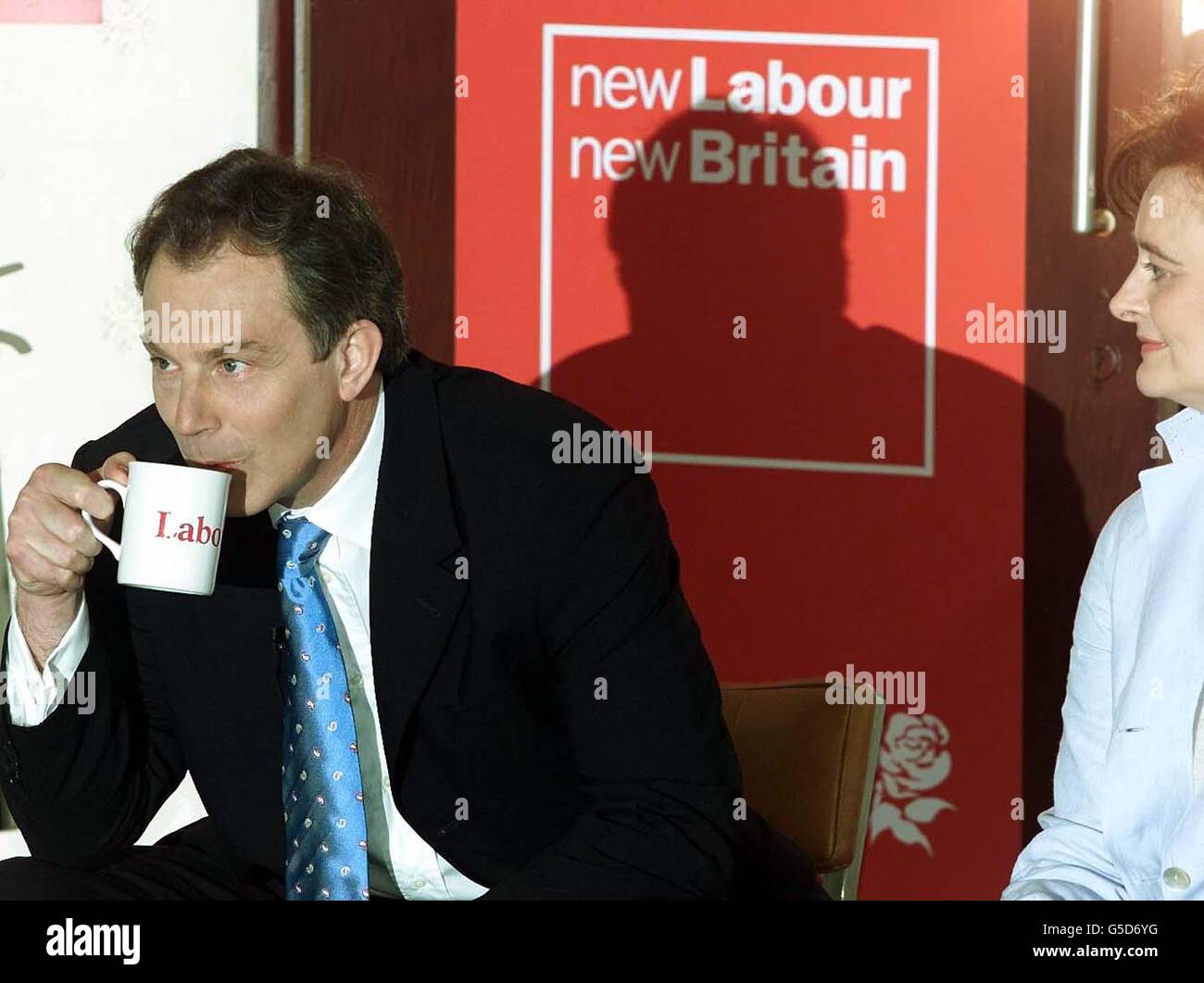Britain's Prime Minister Tony Blair and his wife Cherie at the Trimdon