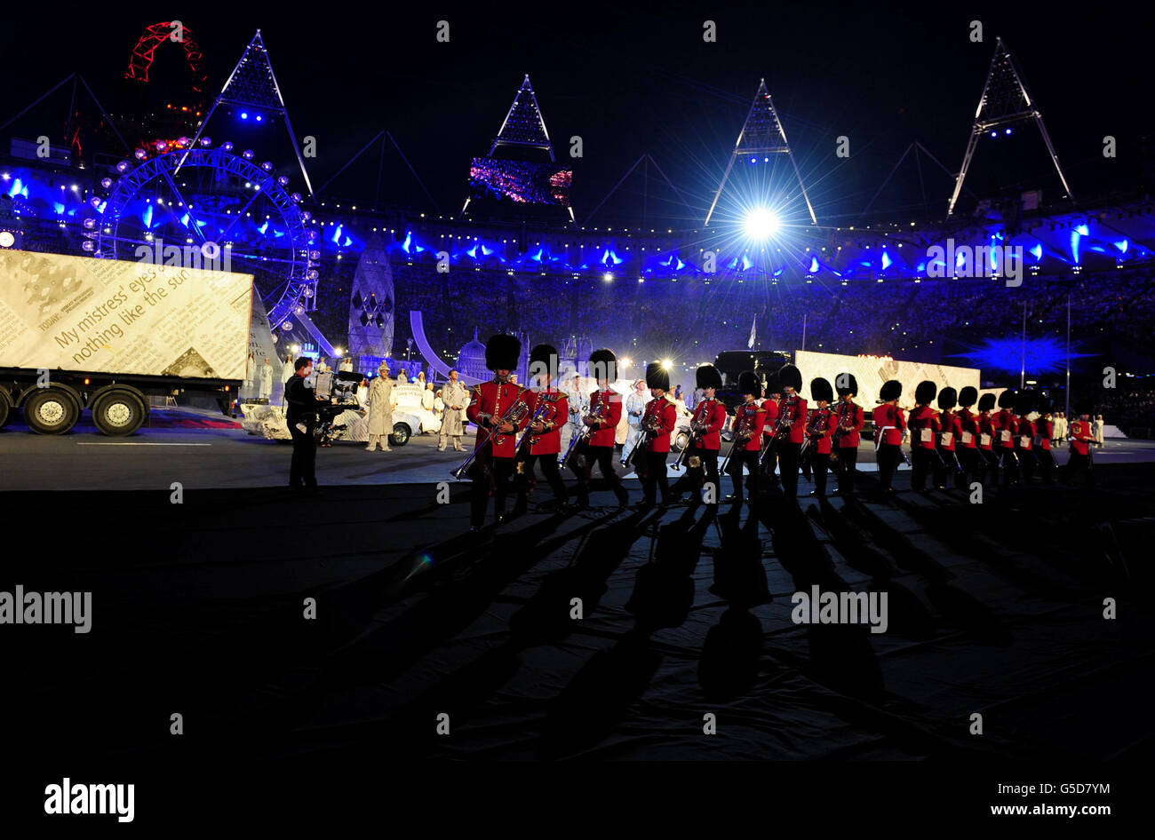 Performers during the Olympic Games Closing Ceremony at the Olympic Stadium, London Stock Photo