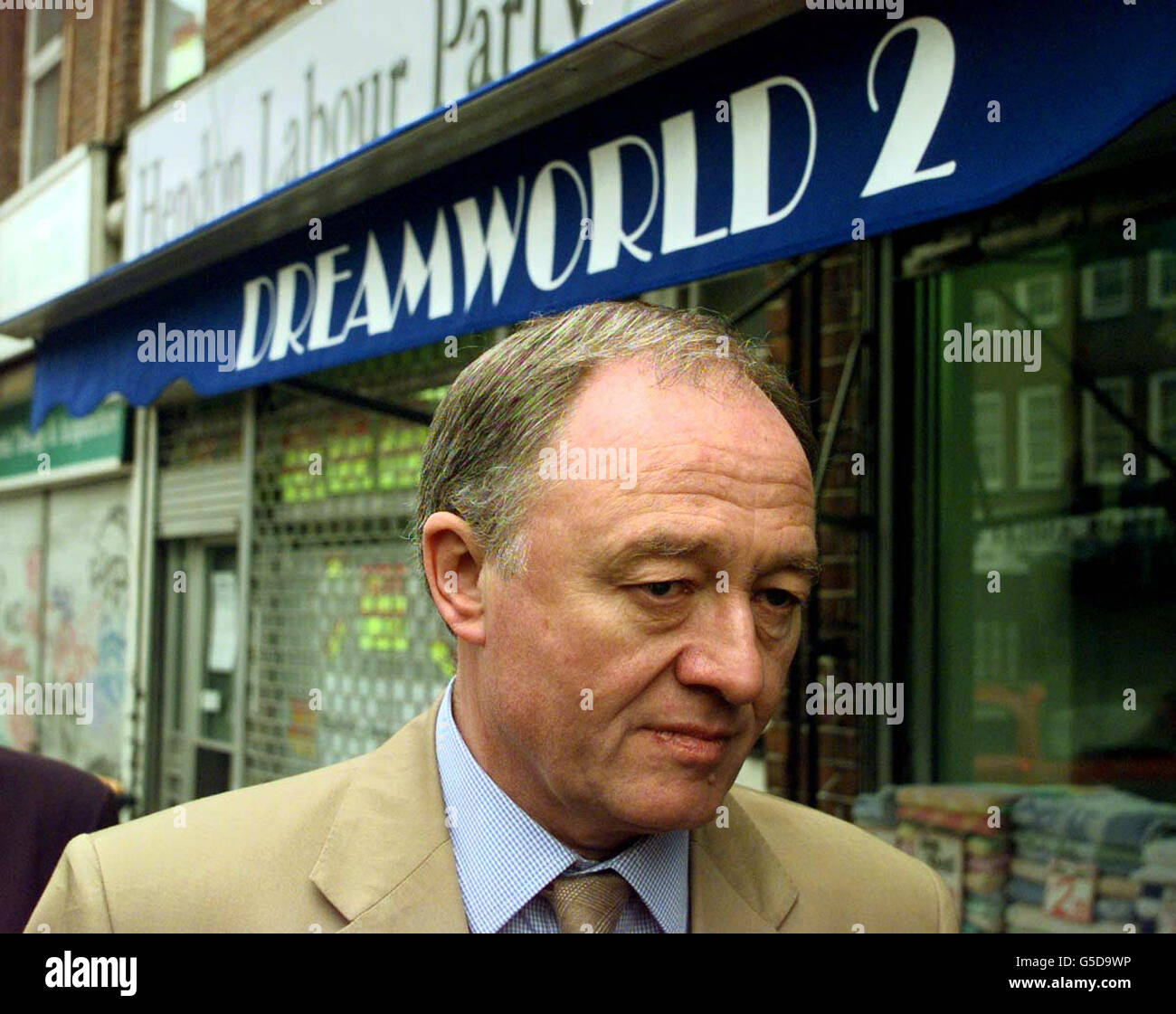 The Mayor of London Ken Livingstone campaigns for Labour candidate Andrew Dismore in north London. Livingstone stepped on to the campaign trail in support of Labour candidates despite remaining expelled from the party. * The London mayor is canvassing in six marginal seats being fought by friends, some of whom have helped behind the scenes to back discussions between Transport Commissioner Bob Kiley and the Government over the Tube. Stock Photo