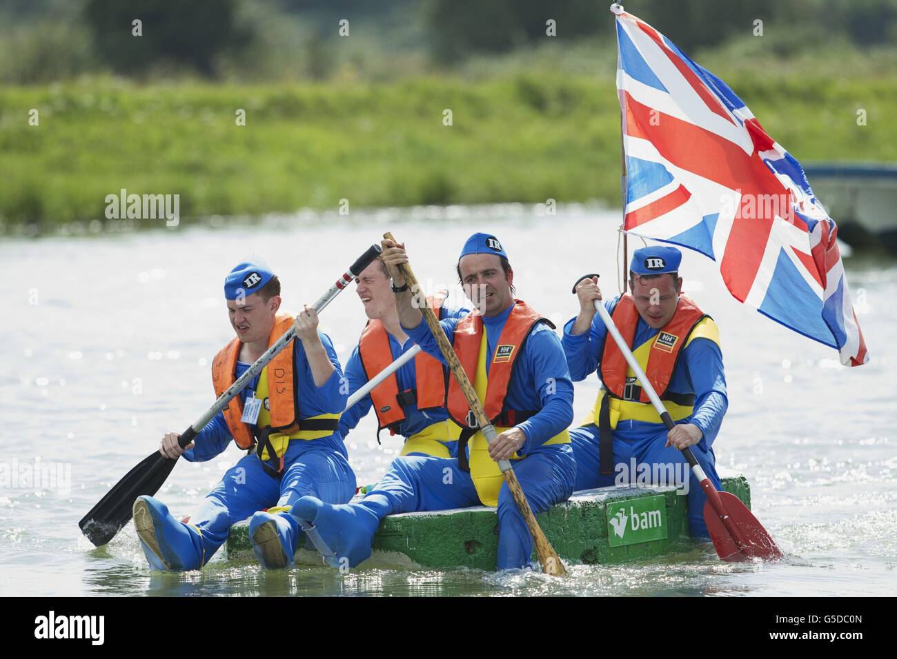 Competitors dressed as Thunderbirds take part in the annual Arundel Bathtub Race, Arundel, West Sussex. Stock Photo