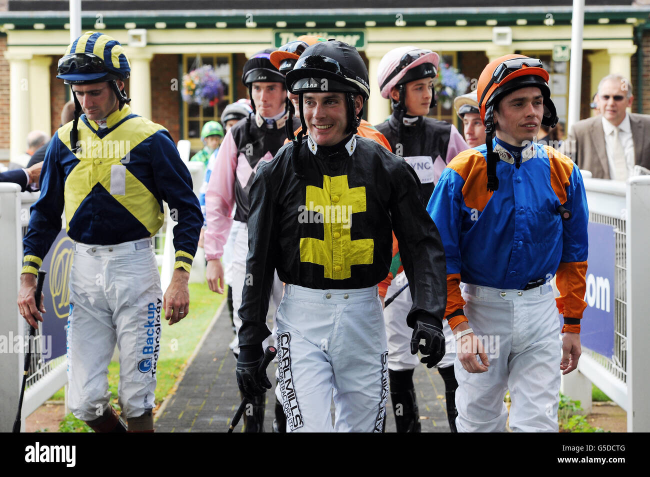 Jockeys enter parade ring ripon racecourse hires stock photography and