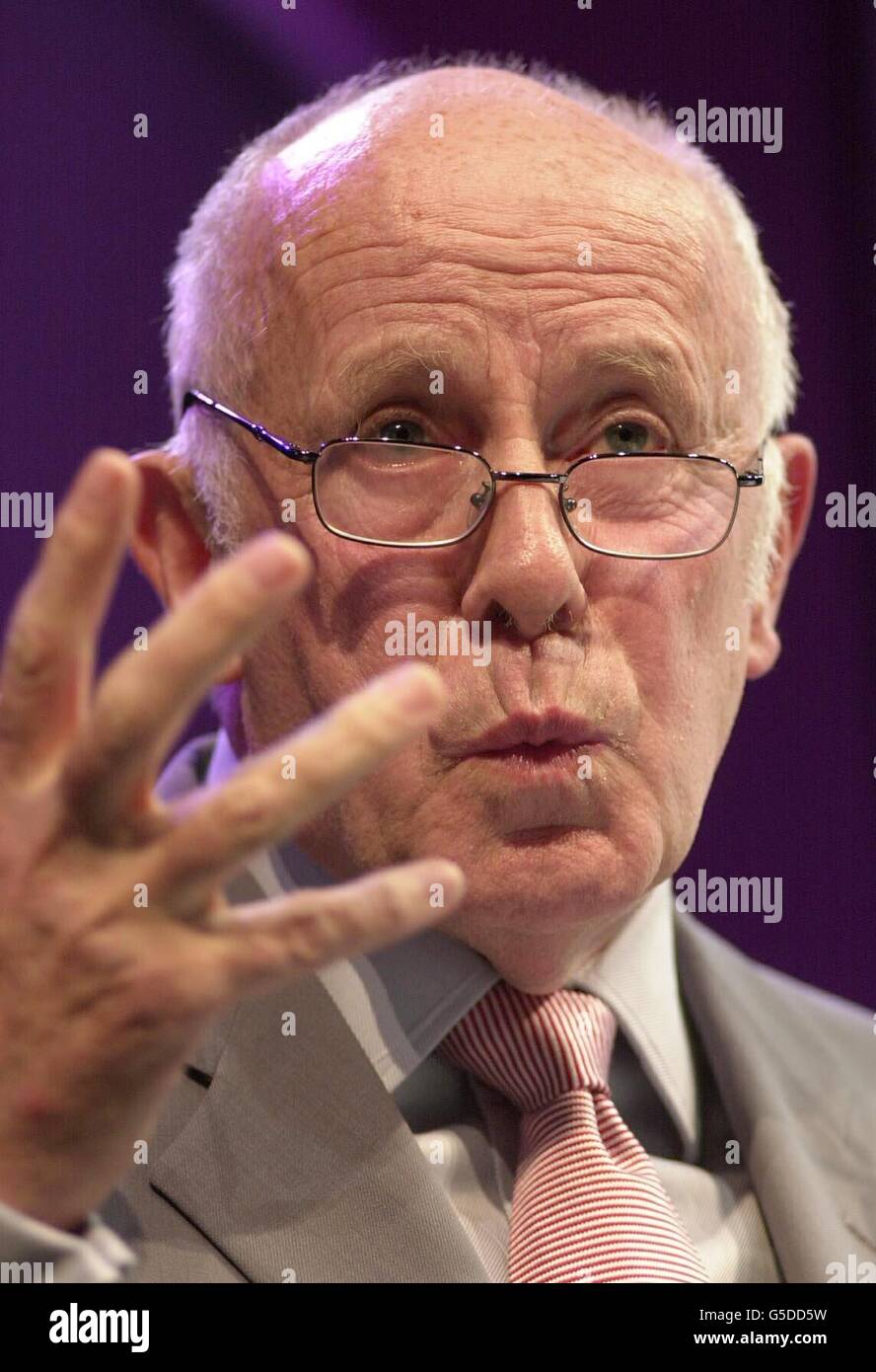 Actor RIchard Wilson makes a speech before British Prime Minister Tony