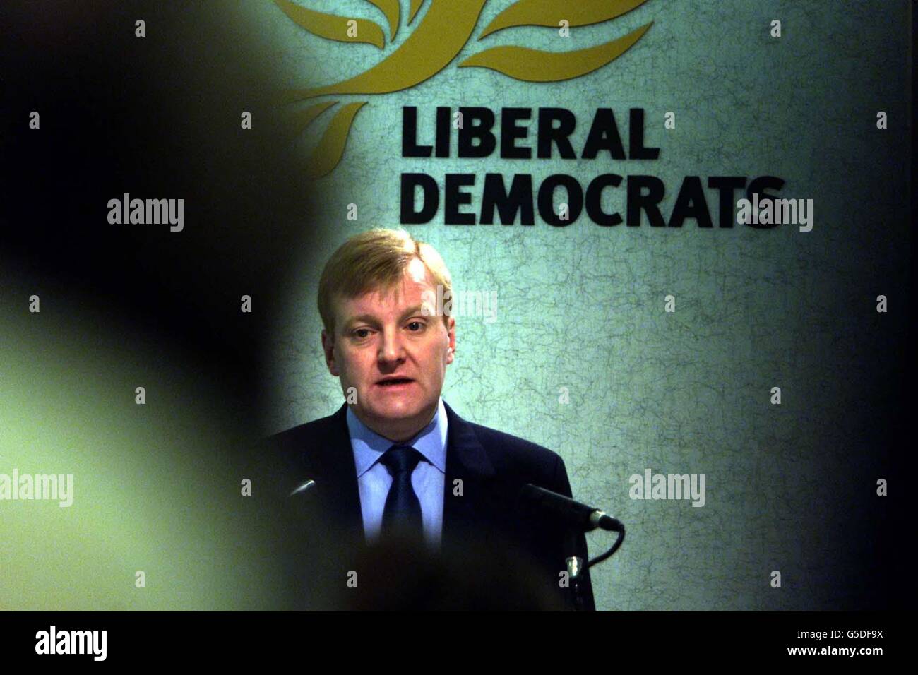 Liberal Democrat leader Charles Kennedy during morning conference in London, where he returned to the issue of the National Health Service, claiming to be the only party committed to strengthening it for the future. * Mr Kennedy told the party's central London press conference that the NHS had been let down by Labour and abandoned by the Tories altogether. Stock Photo