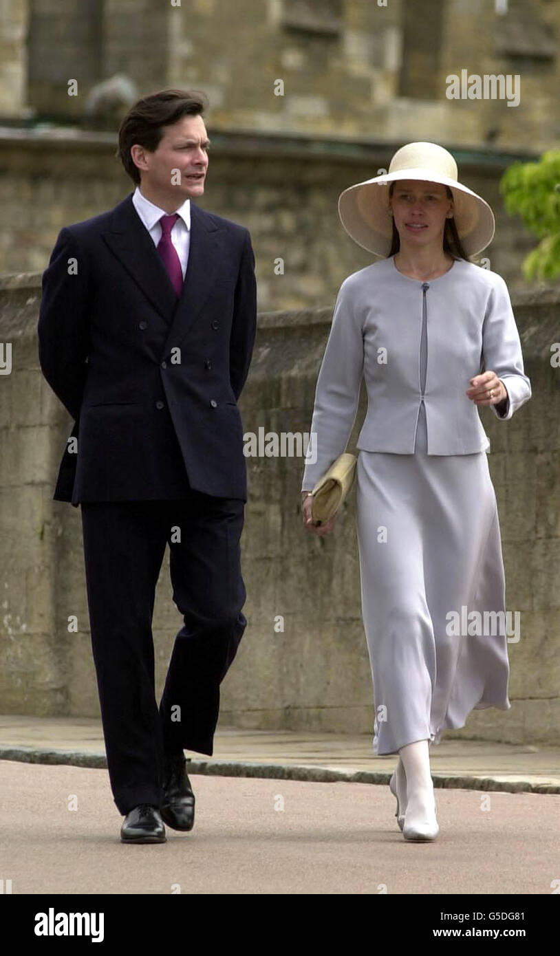 Lady Sarah Chatto and her husband Daniel Chatto arrive at St George's Chapel in the precincts of Windsor Castle for a service of thanksgiving. Fifty Royals were at Windsor to celebrate the Duke of Edinburgh's 80th birthday. * Family and close friends were later guests at a birthday lunch. Stock Photo