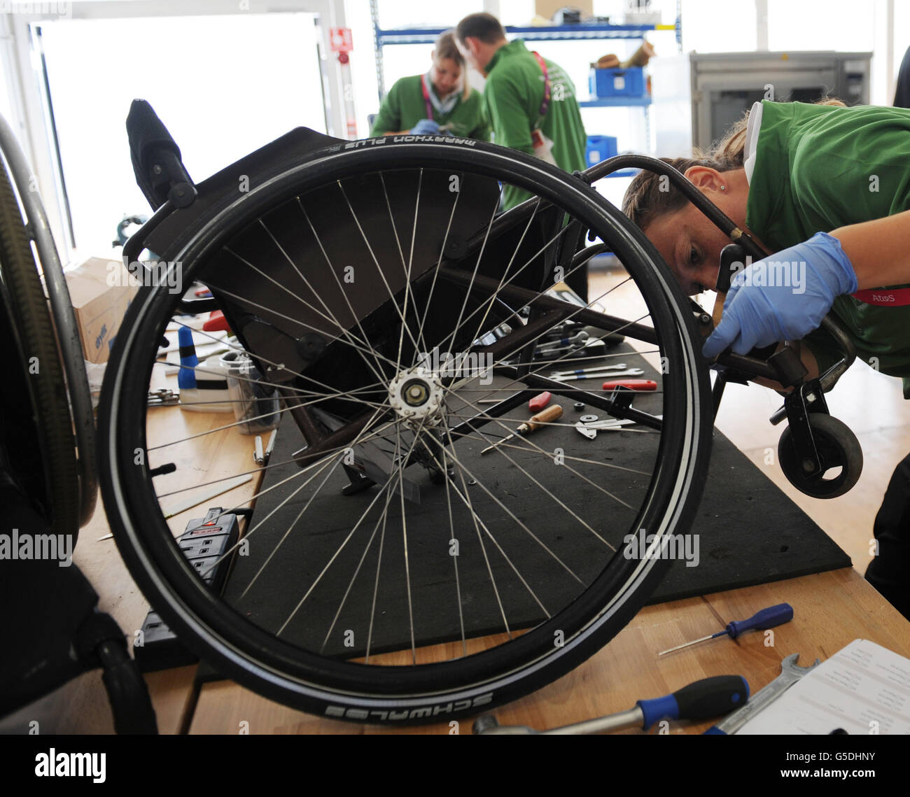 Technicians at the Wheelchair orthotic and prosthetic repair centre
