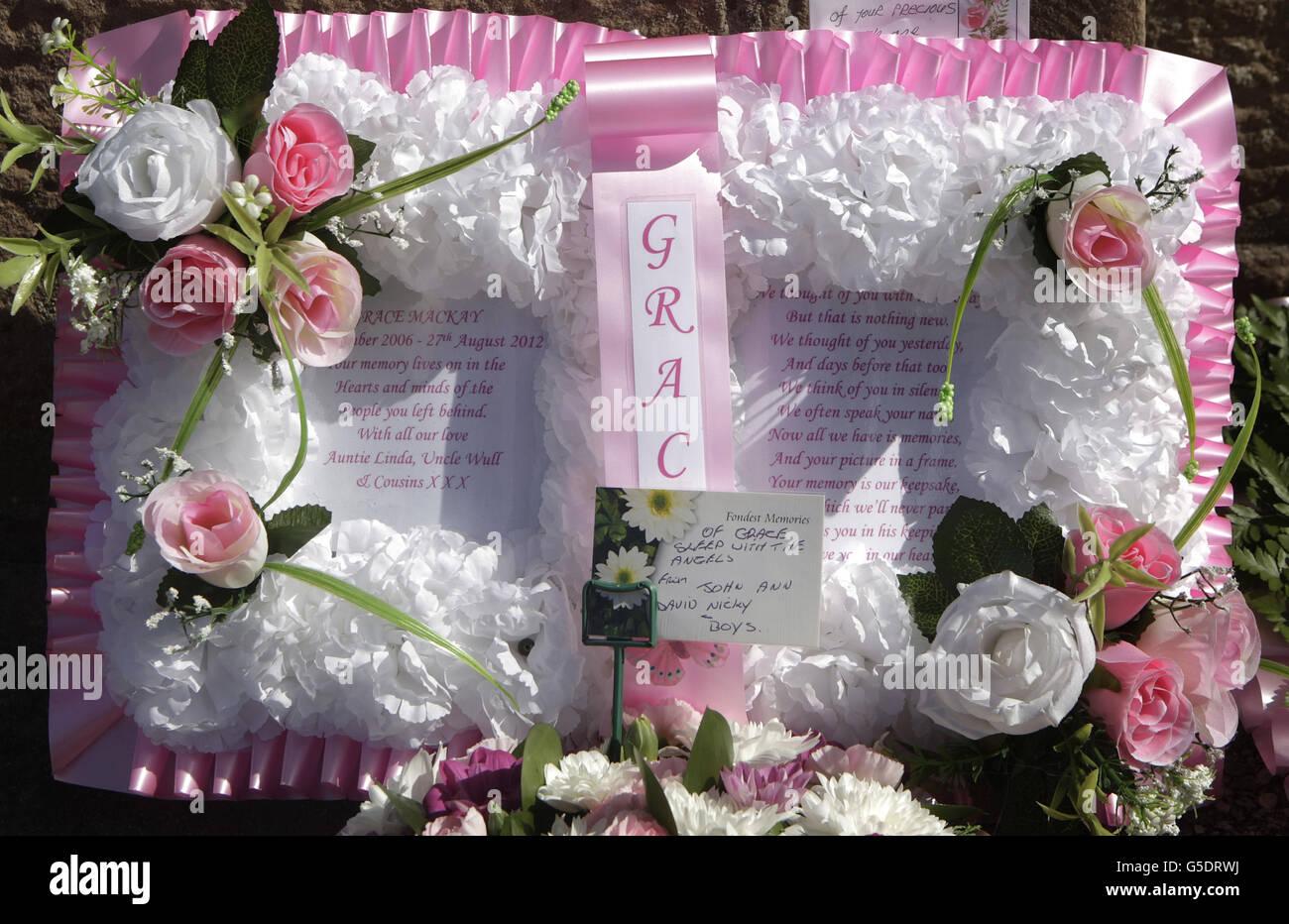 The floral tributes following the funeral of fiveyear old Grace Mackay