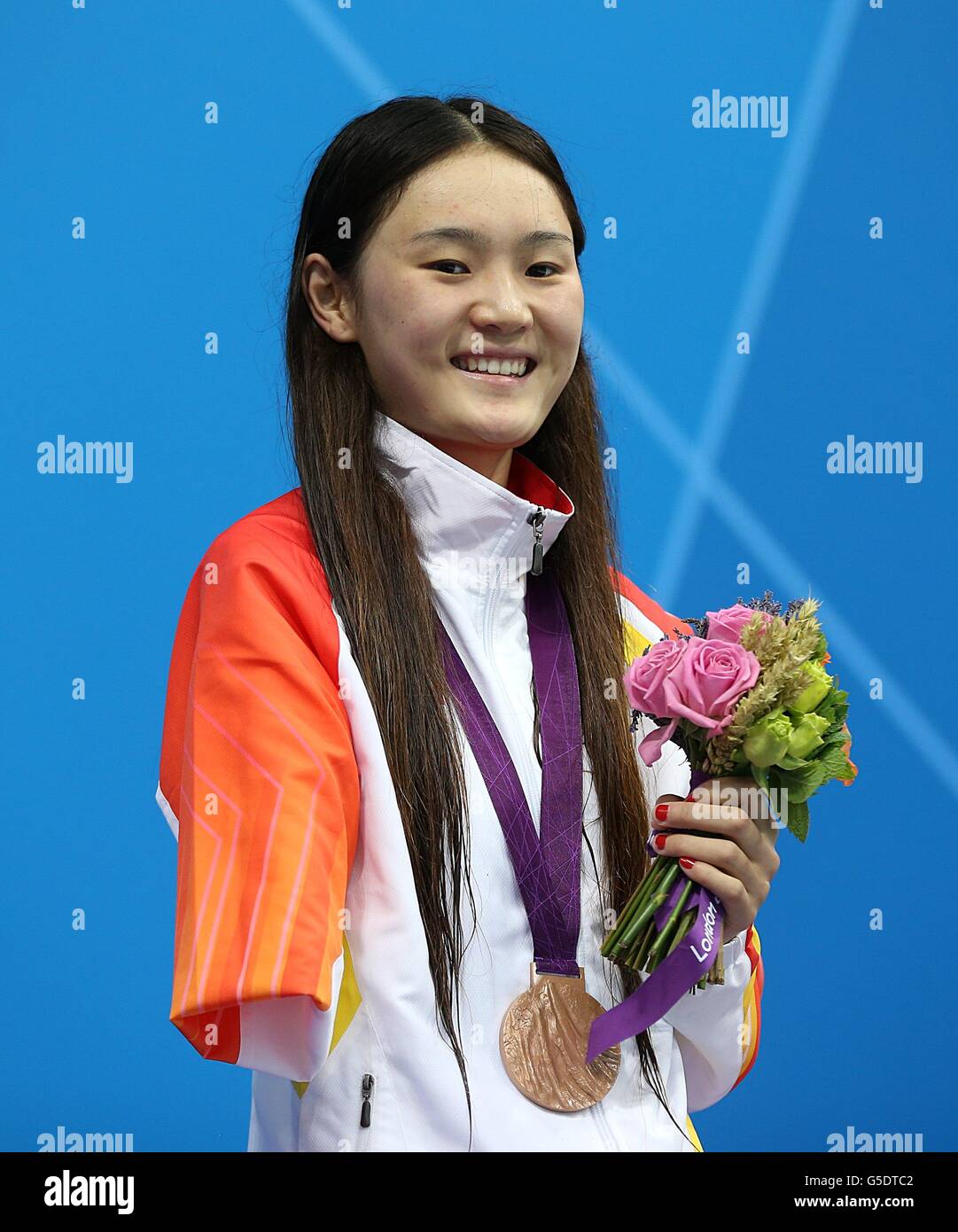 London Paralympic Games - Day 7. Bronze Medalist China's Shengnan Jiang with her Medal after the Women's 200m Ind. Medley - SM8 Final Stock Photo