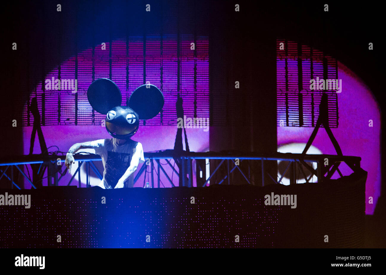 Deadmau5 (real name Joel Thomas Zimmerman  performing at the Roundhouse, north London, as part of the iTunes festival. Stock Photo