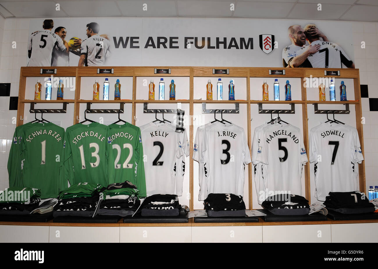 Soccer - Barclays Premier League - Fulham v West Bromwich Albion - Craven Cottage. General view of the Fulham dressing room Stock Photo