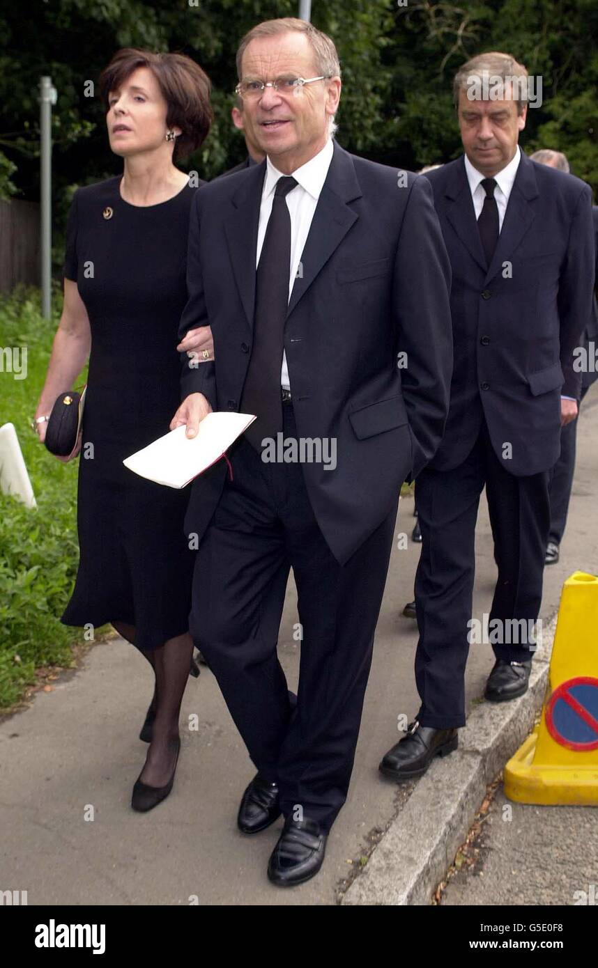 Lord Archer and wife, Mary, arrive at at the Parish church of St Andrew and St Mary in Grantchester, Cambridgeshire for the memorial service of Archer's mother Lola Hayne. Lola died 11 days ago as the Archer trial at the Old Bailey was coming to a close. * The news of his mother's worsening condition was given to Archer during his trial and the peer was given permission to go to her bedside at her nursing home in Saffron Walden, Essex. Mrs Hayne died aged 87. Stock Photo