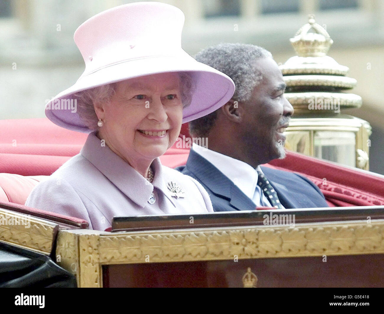 The Queen welcomed President Thabo Mbeki to Windsor at the start of the South African leader's state visit to Britain. The Queen and the President rode in an opened top carriage from Home Park to Windsor. * The President arrived in Britain this morning, for a three day State visit. Stock Photo