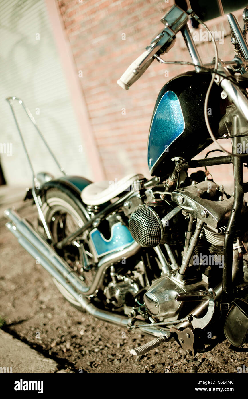 Vintage period correct Chopper Motorcycle Stock Photo