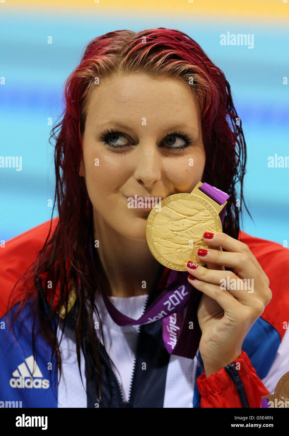Great Britains Jessica Jane Applegate With Her Gold Medal Following Victory In The Womens 200m