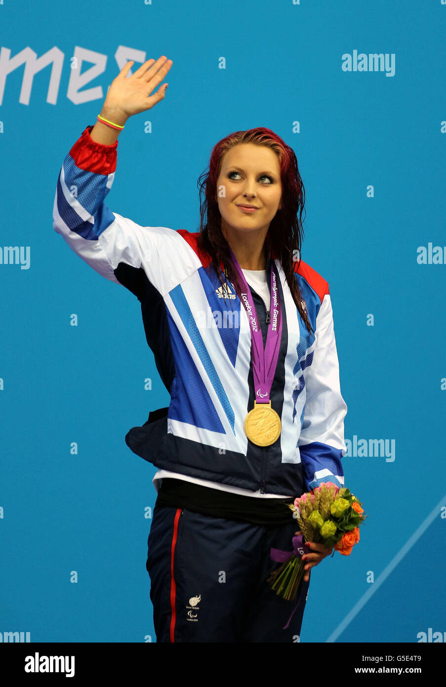Great Britains Jessica Jane Applegate On The Podium With Her Gold