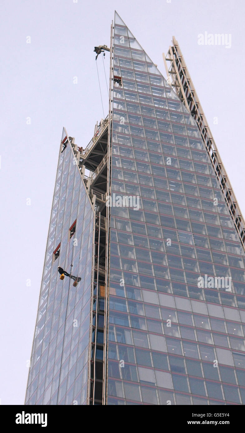 Ffion Hague, the wife of Foreign Secretary William Hague abseils down the Shard in central London for charity. She is one of around 40 people to lower themselves down Europe's tallest building for educational charity The Outward Bound Trust and the Royal Marines Charitable Trust Fund. Stock Photo