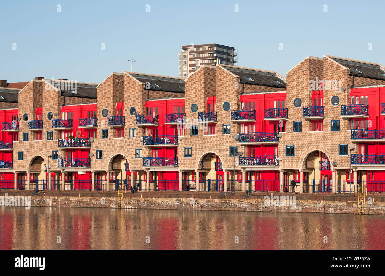 Shadwell Basin riverside apartments in Docklands, Wapping, East London, England, United Kingdom, Europe Stock Photo