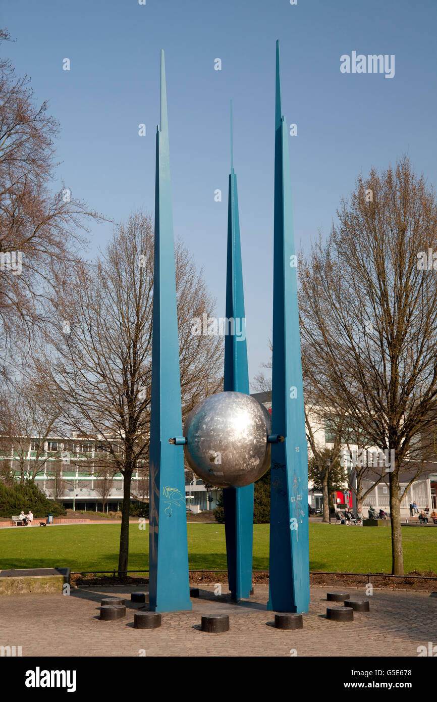 Sculpture, part of a planetary model, Volkspark garden, Hagen, Ruhr area, North Rhine-Westphalia, PublicGround Stock Photo