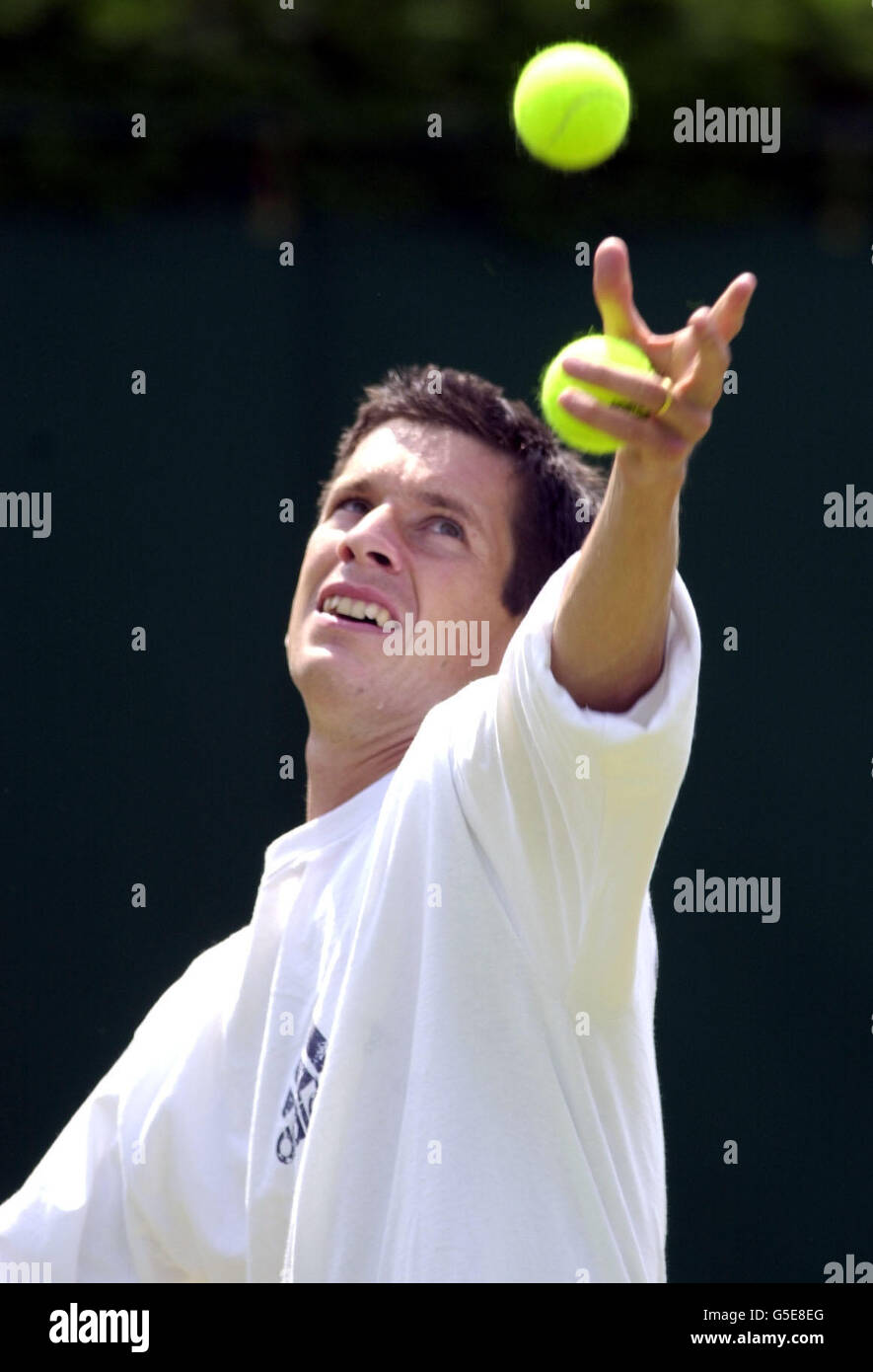 Wimbledon Henman practice Stock Photo