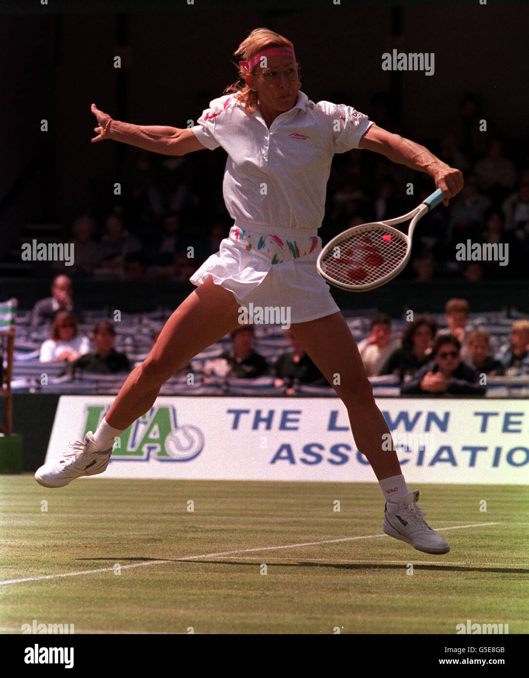 MARTINA NAVRATILOVA, the number 1 seed, in action at Eastbourne, East Sussex. Stock Photo