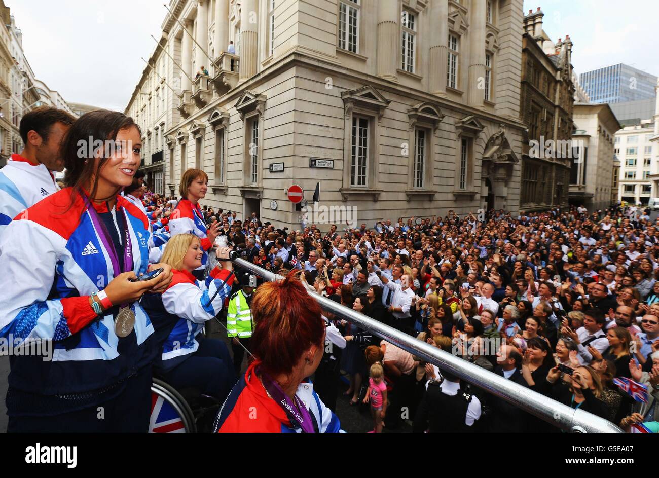 London Olympic Games Athletes Victory Parade Stock Photo Alamy