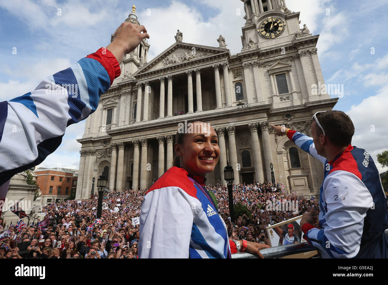 British Olympic heptathlon gold medalist Jessica Ennis takes part in