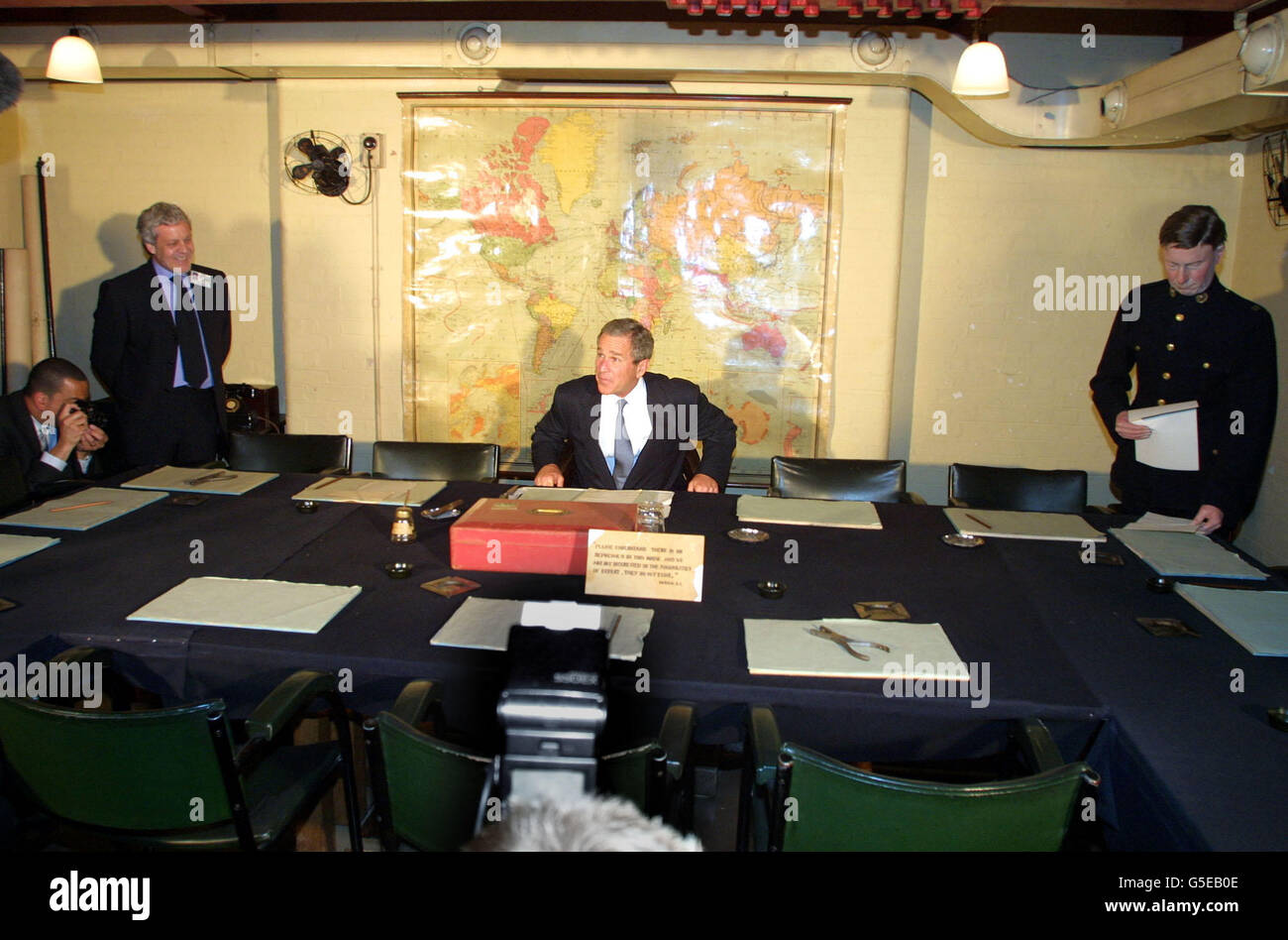 President Bush Visits War Room Stock Photo