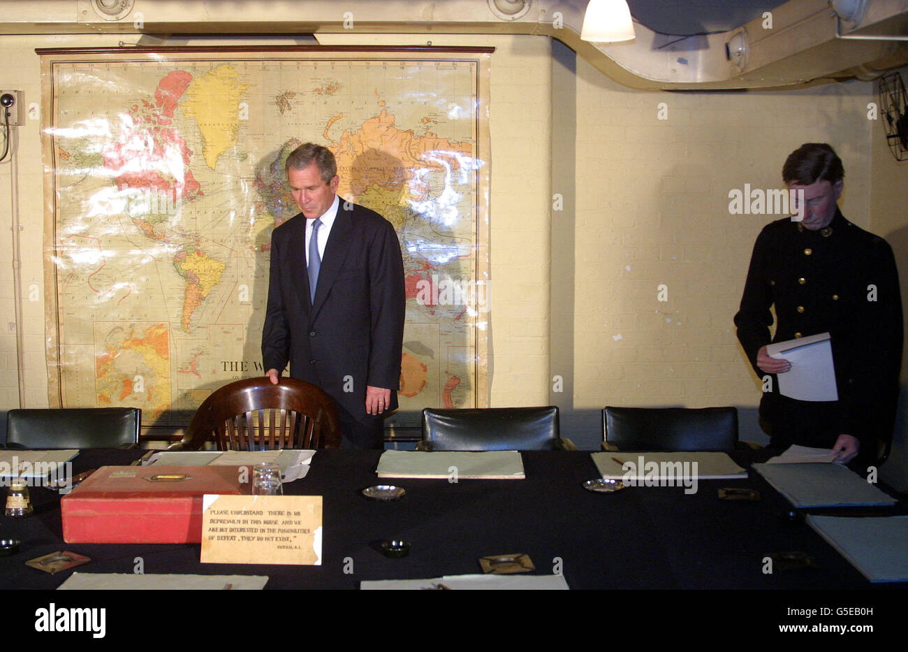 President Bush Visits War Room Stock Photo