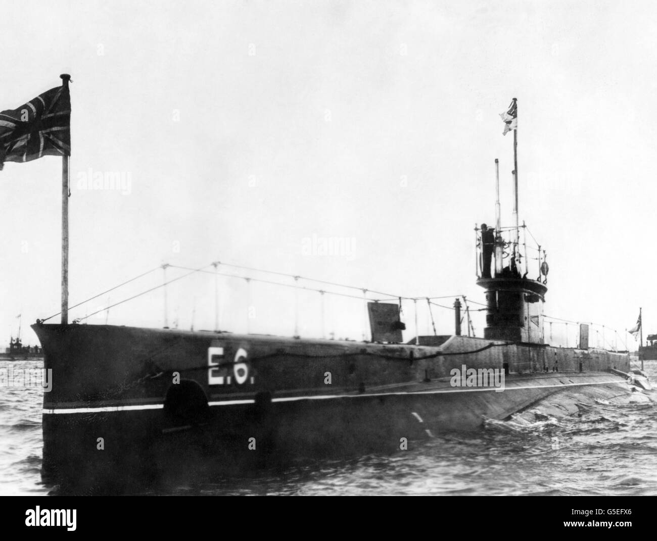 World War One - British Royal Navy Submarine - HMS E6 Stock Photo
