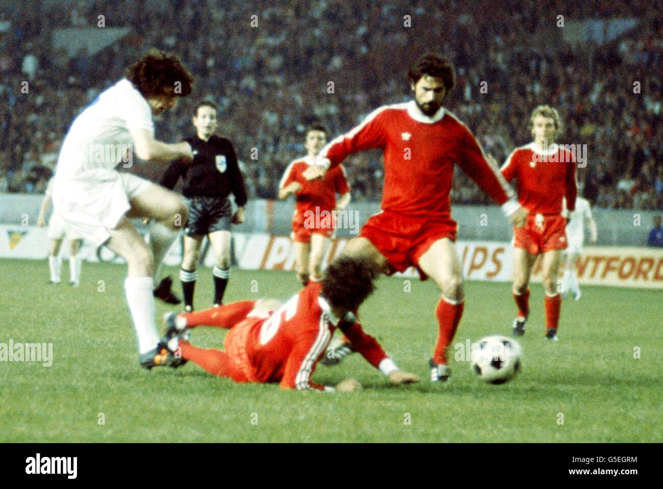 Soccer european cup final bayern munich v leeds united hires stock