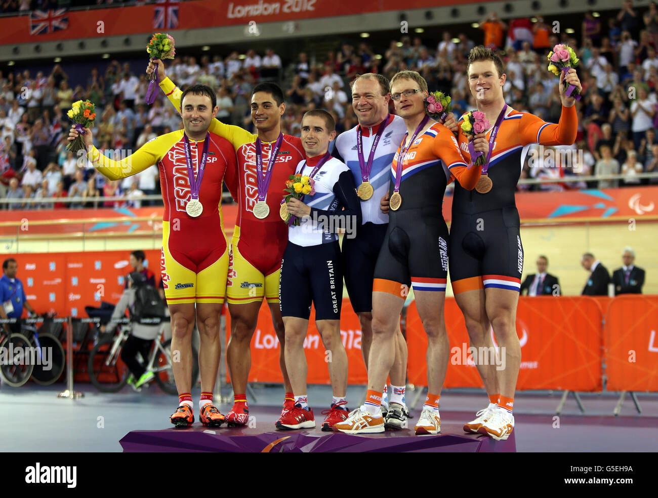 Medal winners Great Britain's Neil Fachie and Barney Storey (Gold ...