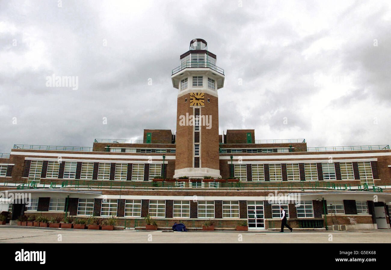 The old Liverpool Airport arrivals terminal where hundreds of screaming fans once welcomed the Beatles at the height of Beatlemania was officially opened by the Duke of York after being turned into a hotel. *The art deco building, which has been derelict since the 1980s, has since undergone a 15 million renovation to transform it into the four-star Liverpool Marriot Hotel South. Stock Photo