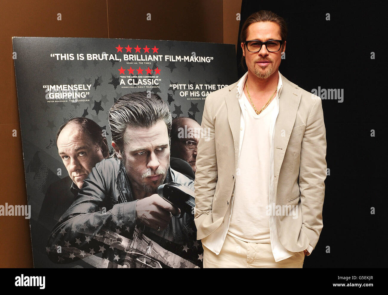 Brad Pitt attends a screening of new film Killing Them Softly at the Mayfair Hotel in London. Stock Photo