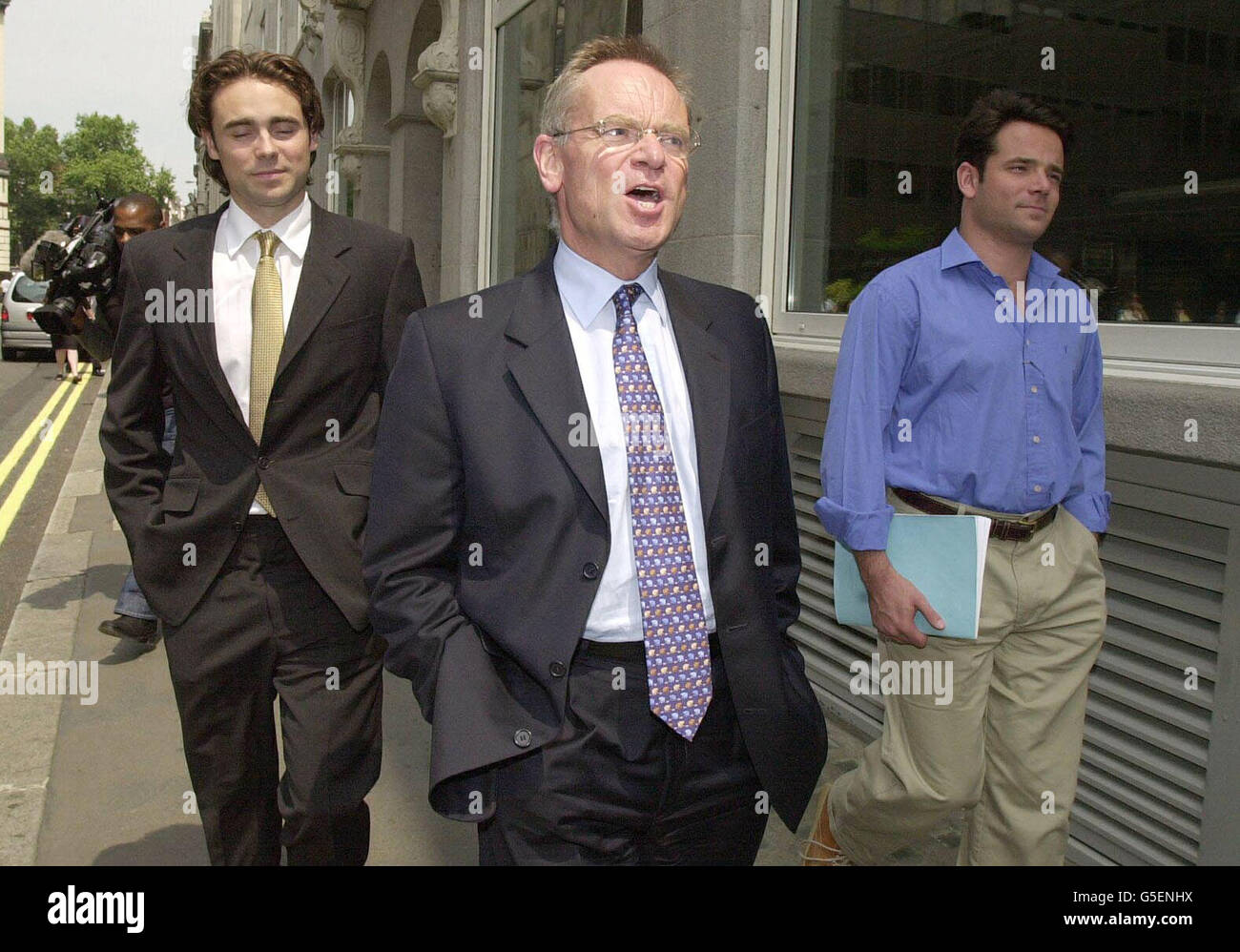 Lord Archer leaves The Old Bailey, central London at lunchtime with his sons James (left) and William. Jeffrey Archer, 61, and his former friend Retired television producer Ted Francis, 67, are in the final stages of their five week trial. * ... for dishonesty in relation to Archer's 1987 libel trial. He denies six charges of perverting the course of justice, perjury and using a diary as a false instrument. Ted Francis, 67, denies one charge of perverting the course of justice in providing him with a false alibi. Stock Photo