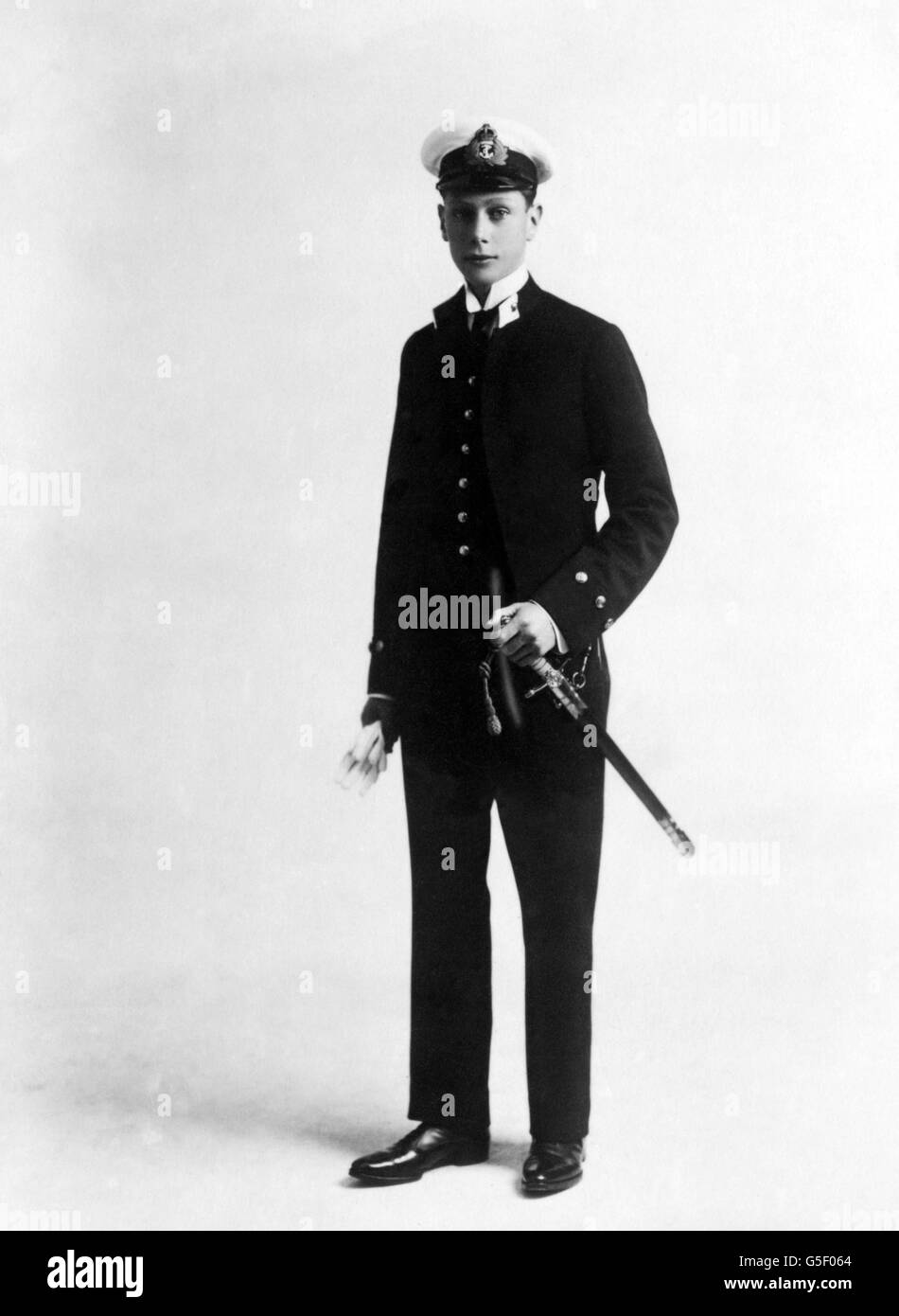 Prince Albert, Duke of York, who later became King George VI, dressed as a Midshipman in 1914. Stock Photo