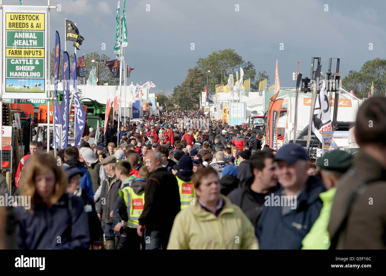 Patrons make their way around the site of the National Ploughing Championships at New Ross, Co.Wexford, on the second day of the Championships. Stock Photo