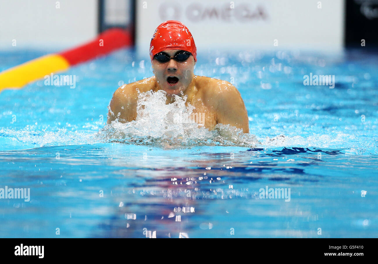 Great Britian's Sam Hynd during the Men's 200m IM SM8 heats at the Aquatics Centre at the Olympic Park, London. Stock Photo