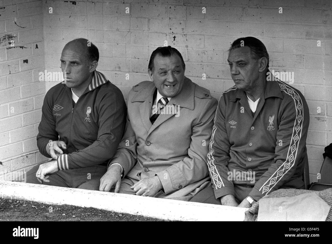 Soccer - League Division One - Liverpool - Joe Fagan, Bob Paisley and Ronnie Moran - Anfield Stock Photo